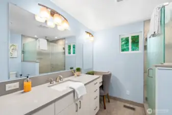 Beautifully updated primary bathroom.