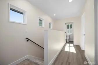 3 bedrooms and 2 full bathrooms upstairs