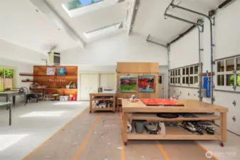 double height ceilings and roll up doors.