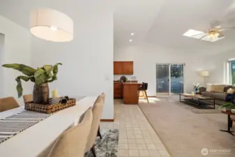 Dining room, kitchen & second living room.
