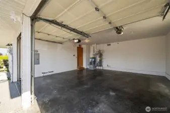 Spacious two car garage.