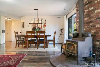 Cozy wood stove for winter evenings.
