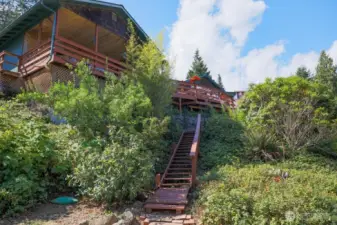 Stairway to lower backyard area.