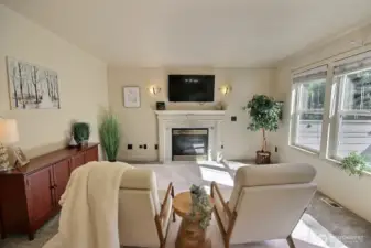 Enjoy a cup of tea in front of the fireplace...
