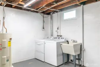 Laundry area in the basement