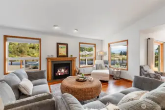 Bright, lit, open living with views to the backyard of privacy.