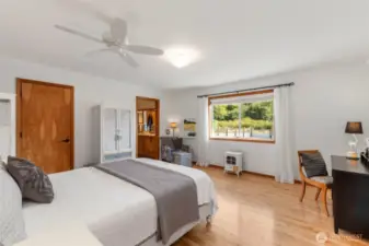 Primary bedroom, to the left of the entry hallway