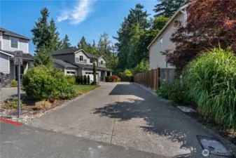 Oversized driveway with lots of guest parking.