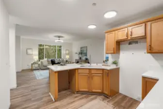 Dining area flows seamlessly from the kitchen