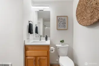 Brand new quartz counter, lights & toilet