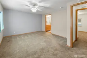 Large Primenary Suite located at the back of the home for privacy and comfort