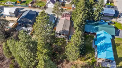 The tree line behind the house is part of the property all the way to the Coal Miner's Trail.