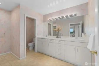 Bathroom on the main level (staged)