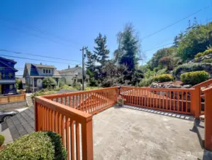 Large patio landing is perfect for container gardening