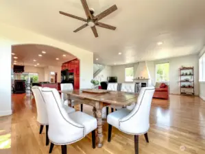 Large Dining area open to living room and kitchen