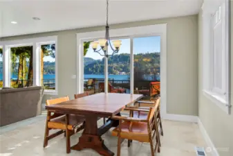 Dining Area Main Home Level and access to LARGE outdoor deck on the Waterside