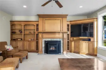 Family Room fireplace with built ins