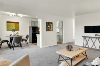 Circular floor pattern.