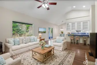 open floor plan with propane fireplace!