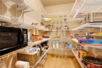 Huge walk in pantry with plenty of shelving!