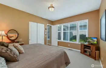 The second bedroom looks out to the courtyard.