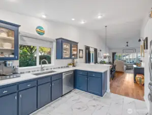 Vaulted ceilings in the main space make it feel lgiht and bright