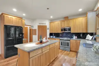 Large open kitchen with generous counter space.