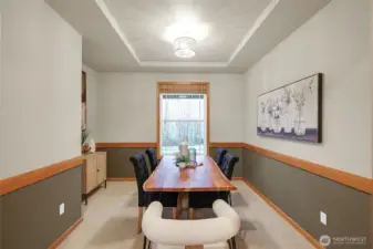 Light-filled dining room offering a warm place to gather.