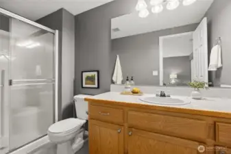 En-suite bath with spacious shower