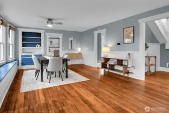 Includes a built-in hutch, providing extra storage and display space!