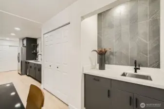 Wet bar and closet/pantry off of kitchen