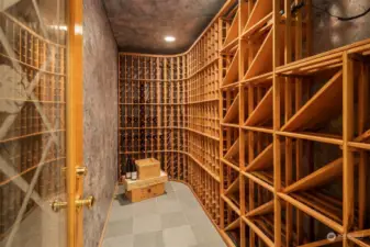 Temperature controlled Wine cellar holds over 700 bottles.