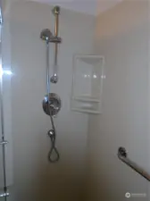 New Shower with grab bars and seat