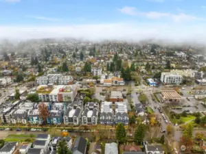 Another aerial perspective of Ivy North illustrates the prime urban setting with easy access to transit, dining, and entertainment.