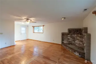 Huge family room with slider to back yard. This room has a half bathroom off the room.