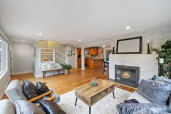 Wood-burning fireplace and lots of natural light