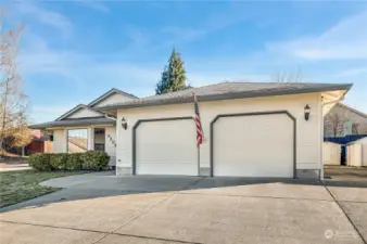 Front garage and entry on left