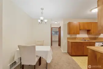 Looking towards the bedroom and bathroom.