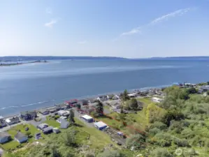 Looking across Port Gardner Bay with Mukilteo in the distance.