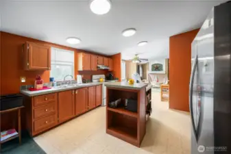 Plenty of cabinets for storage.