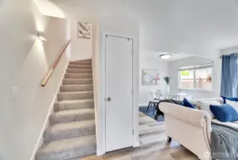 Coat closet at the entryway.