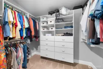 This well organized space can handle all your wears. The closet closes off with a pocket door. *Notice the extra shelf space above the hanging rods...Nice!