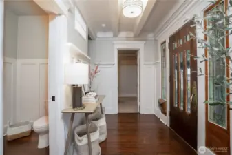 1/2 bath right off of entry