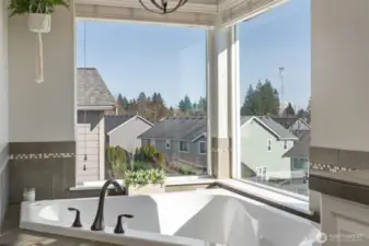 Imagine soaking in this tub enjoying the view of the mountain!