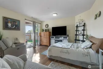 Large lower level with covered patio. Currently being used as a studio.