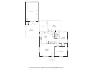 Main level plus the detached garage with estimated dimensions.
