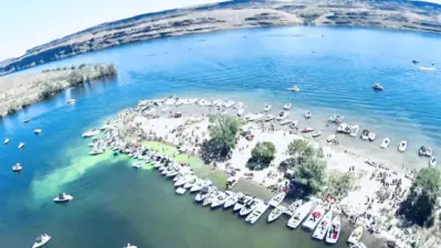 Popular sand bar on the Columbia River.