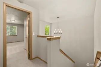well-lit landing on 2nd floor
