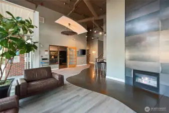 Inside entry to building.
