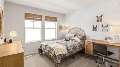 Upstairs bedroom one. Pictures are for representational purposes only, colors and features may vary.